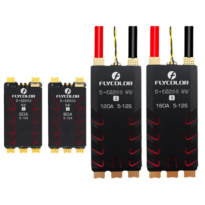 FLYCOLOR X-CROSS HV3 60A/80A/120A/160A ESC 5-12S BLHeli-32 Dshot Proshot 64MHz 32-Bit Speed Controller for RC FPV Racing Drone FLYCOLOR X-CROSS HV3 60A/80A/120A/160A ESC 5-12S BLHeli-32 Dshot Proshot 64MHz 32-Bit Speed Controller for RC FPV Racing Drone